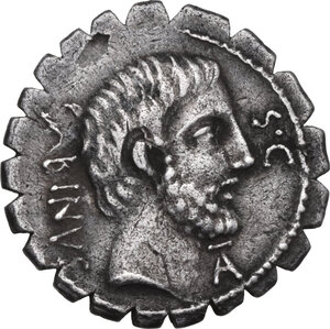 obverse: T. Vettius Sabinus. AR Denarius serratus, Rome mint, 70 BC