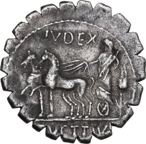 reverse: T. Vettius Sabinus. AR Denarius serratus, Rome mint, 70 BC