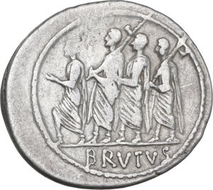 reverse: M. Iunius Brutus. AR Denarius, 54 BC