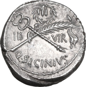 reverse: Q. Sicinius. AR Denarius, 49 BC