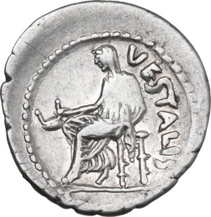 reverse: C. Clodius C.f. Vestalis. AR Denarius, 41 BC