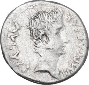 obverse: Augustus (27 BC - 14 AD). AR Denarius, Emerita mint. P.Carisius moneyer, c 25-23 BC