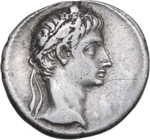 obverse: Augustus (27 BC - 14 AD). AR Denarius, uncertain Spanish mint (Colonia Caesaraugusta?), 19-18 BC
