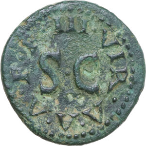 reverse: Augustus (27 BC - 14 AD). AE Quadrans, 9 BC