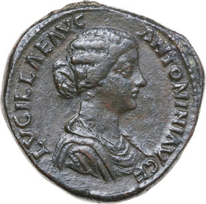 obverse: Lucilla, wife of Lucius Verus (died 183 AD). AE Sestertius. Rome mint, 164-169 AD