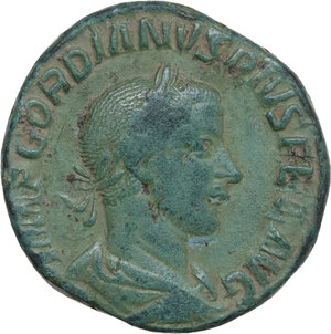 obverse: Gordian III (238-244). AE Sestertius, Rome mint, 244 AD