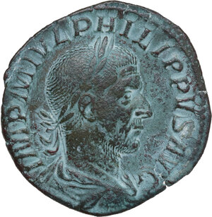 obverse: Philip I (244-249). AE Sestertius. Rome mint