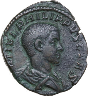 obverse: Philip II as Caesar (244-247). AE Sestertius, Rome mint