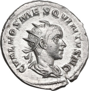 obverse: Hostilian as Caesar (251 AD). AR Antoninianus, Rome mint