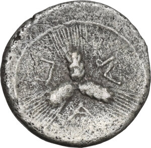 reverse: Northern Apulia, Arpi. AR Triobol, c. 215-212 BC