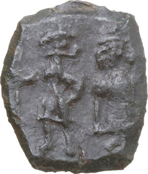 obverse: Constans II, with Constantine IV, Heraclius, and Tiberius (641-668).. AE Follis. Syracuse mint, c. 659-668