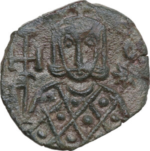 obverse: Leo V with Constantine (813-820). AE Follis, Syracuse mint