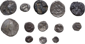 reverse: Greek World. Lot of thirteen (13) Silver fraction from Asia Minor, including: Aeolis, Elaia, Ionia, Ephesos, Ionia, Kolophon, Pisidia, Aspendos, Cilciia, Tarsos