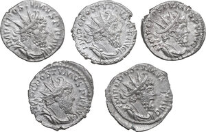 obverse: The Roman Empire. Multiple lot of five (5) unclassified BI Antoninianii of Postumus