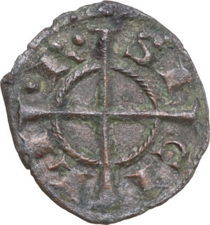 obverse: Brindisi. Federico II di Svevia (1197-1250). Quarto di denaro 1221