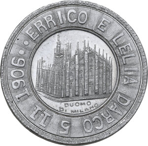 reverse: Milano. Errico e Lelia Darco. Gettone ricordo di Milano 05.11.1906