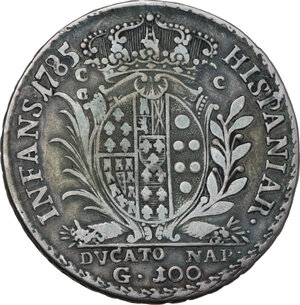 reverse: Napoli. Ferdinando IV (I periodo 1759-1799). 100 grana 1785 con sigla BP