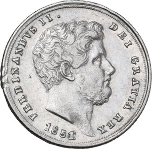 obverse: Napoli. Ferdinando II (1830-1859). 20 grana 1851, ultima cifra ribattuta