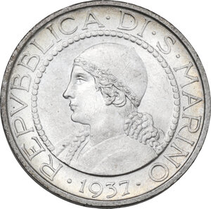 obverse: San Marino. Vecchia Monetazione (1864-1938). 5 lire 1937