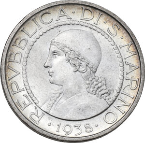 obverse: San Marino. Vecchia Monetazione (1864-1938). 5 lire 1938