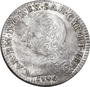 obverse: Carlo Emanuele III (1730-1755), Primo periodo. 5 soldi 1746 Torino