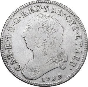 obverse: Carlo Emanuele III (1755-1773). Secondo periodo. Mezzo scudo nuovo 1759, Torino