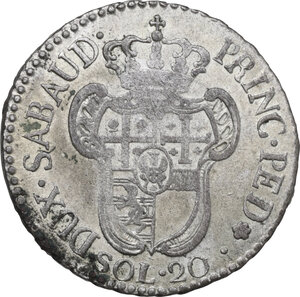 reverse: Vittorio Amedeo III (1773-1796). 20 soldi 1795