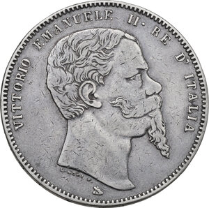 obverse: Vittorio Emanuele II (1820-1878). 5 Lire 1861 Firenze