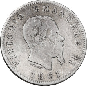 obverse: Vittorio Emanuele II (1861-1878). Lira 1861 F