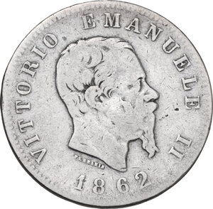 obverse: Vittorio Emanuele II (1861-1878). Lira 1862 T