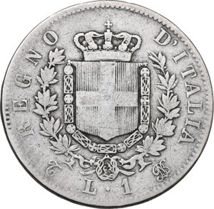 reverse: Vittorio Emanuele II (1861-1878). Lira 1862 T