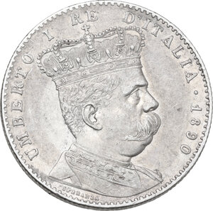 obverse: Umberto I (1878-1900). 2 lire 1890 Roma