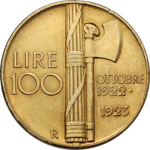 reverse: Vittorio Emanuele III (1900-1943). 100 lire 1923 FALSO/RIPRODUZIONE