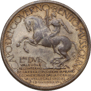 reverse: Vittorio Emanuele III (1900-1943). Buono da 2 lire 1928 Esposizione Fiera Milano