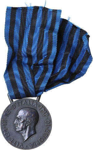 obverse: Vittorio Emanuele III (1900-1943), Imperatore d Etiopia. Medaglia coloniale, Africa orientale. 