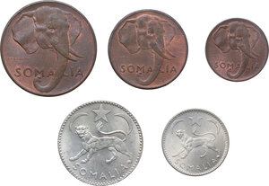 obverse: AFIS (1950-1960). Serie 1950, comprendente 1 Somalo, 50, 10, 5 e 1 centesimi