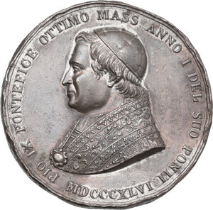 obverse: Pio IX (1846-1878), Giovanni Mastai Ferretti. Medaglia 1846 per l amnistia in occasione dell elezione al Pontificato