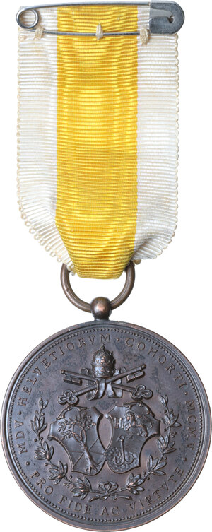 reverse: Pio X (1903-1914), Giuseppe Melchiorre Sarto. Medaglia A. III per il quarto centenario di istituzione del Corpo della Guardie Svizzere