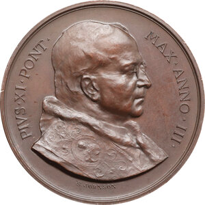 obverse: Pio XI (1922-1938), Achille Ratti. Medaglia 1924 A. III per il riconoscimento giuridico italiano dell Università Cattolica del Sacro Cuore di Milano