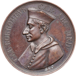 obverse: Carlo Borromeo (1538-1584), Cardinale ed Arcivescovo di Milano. Medaglia celebrativa fine XIX sec