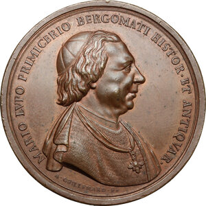 obverse: Bergamo. Mario Lupi (1720-1789), umanista e storico. Medaglia coniata 1785