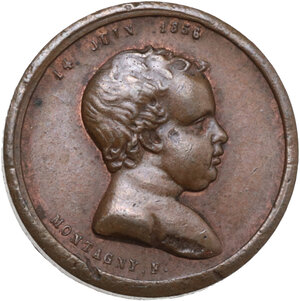 obverse: France. Napoleone Eugenio Luigi Giovanni Giuseppe Bonaparte (1856-1879).. Baptism medal, 1856