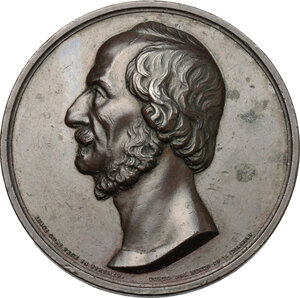 obverse: Pesaro. Terenzio Mamiani, politico, scrittore (1799-1885). Medaglia 1879, per l inaugurazione del busto di Terenzio Mamiani nella sala de Municipio di Pesaro