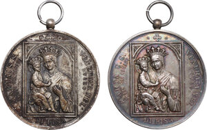 obverse: Lotto di due (2) medaglie 1897 con appiccagnolo per l incoronazione della Beata Vergine nel duomo di Pisa