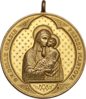 obverse: Medaglia 1899 a ricordo del V centenario della fondazione del Santuario della Madonna delle Grazie in Mantova - Curtatone