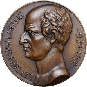 obverse: Lazzaro Spallanzani (1729-1799). Medaglia 1932 per il XIV congresso internazionale di fisiologia