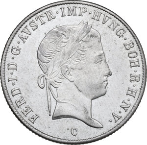 obverse: Austria. Ferdinand I (1835-1848). 20 kreuzer 1845 C, Prag mint