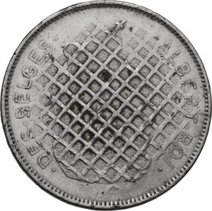 reverse: Belgium. Albert I (1909-1934). 20 francs 1932 cancelled issue during Nazi occupation, with waffle pattern on obverse and raised bars on reverse