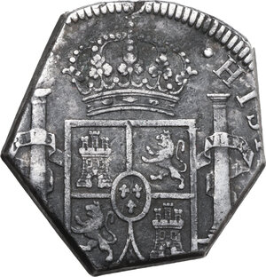 reverse: Bolivia. Charles III of Spain (1759-1788). 8 reales cut to North African (Barbary) standard