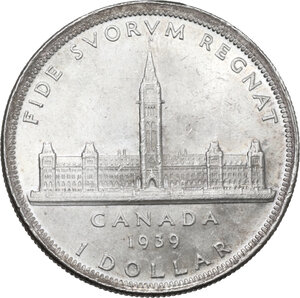 reverse: Canada. George V (1910-1936). 5 dollars 1939